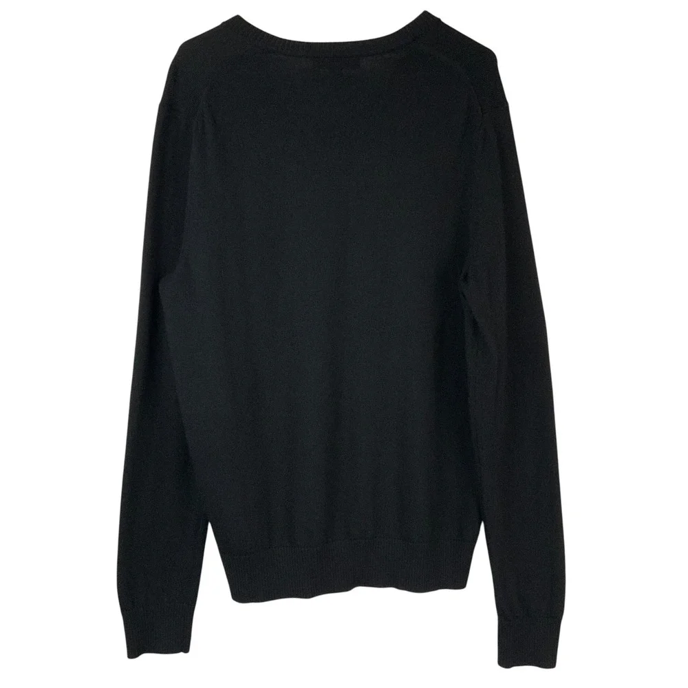 Banana Republic Black Pullover Sweater L Pullover V-Neck Long Sleeve Merino Wool